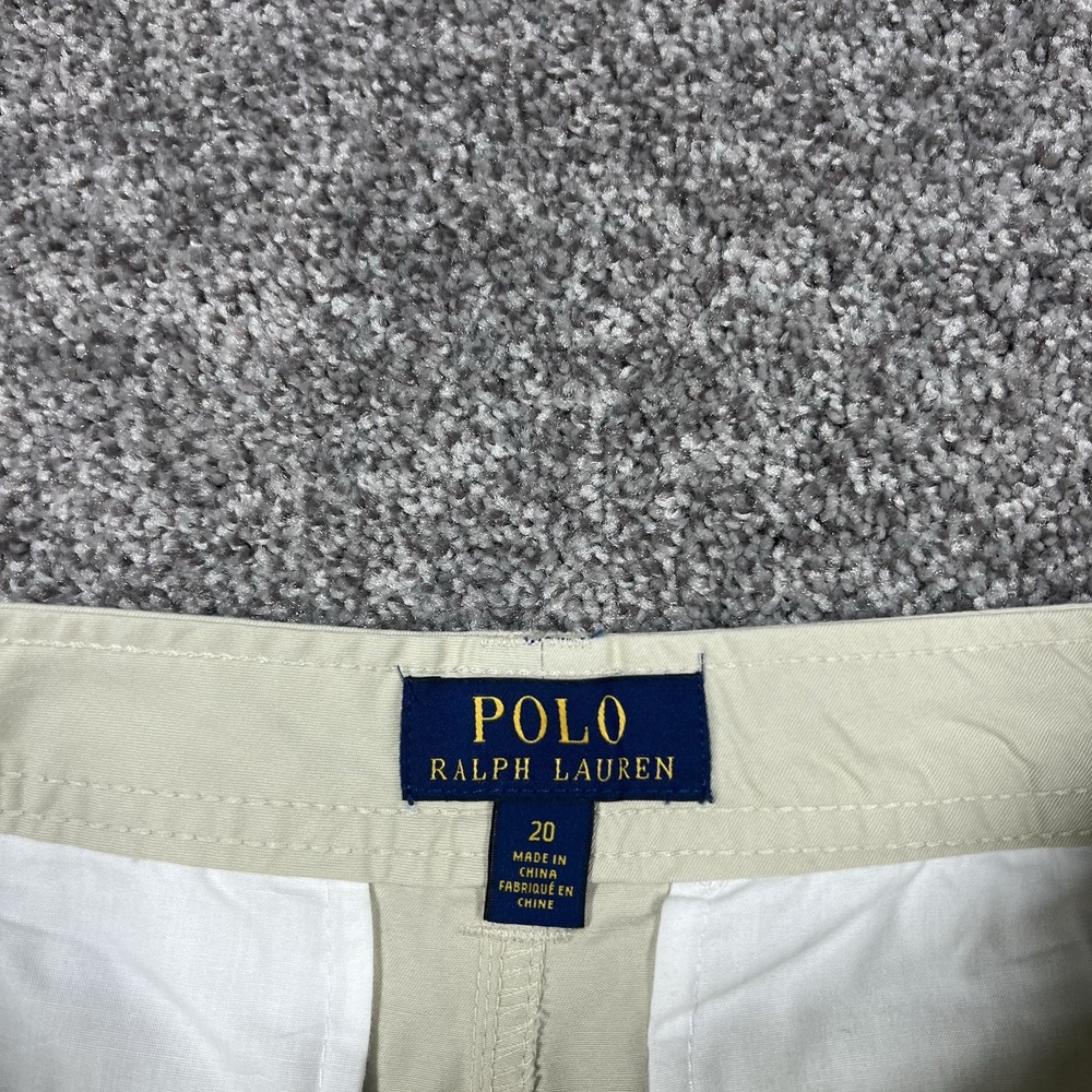 NEW Polo Ralph Lauren Beige Khaki Brown Cotton Chino Cargo Shorts Boys 20 School - Picture 4 of 7
